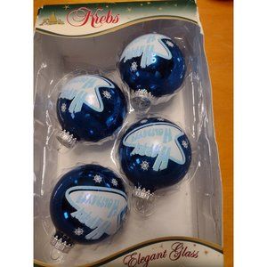 Krebs 4 Pack of Blue Elegant Glass Christmas Ornaments Bulbs